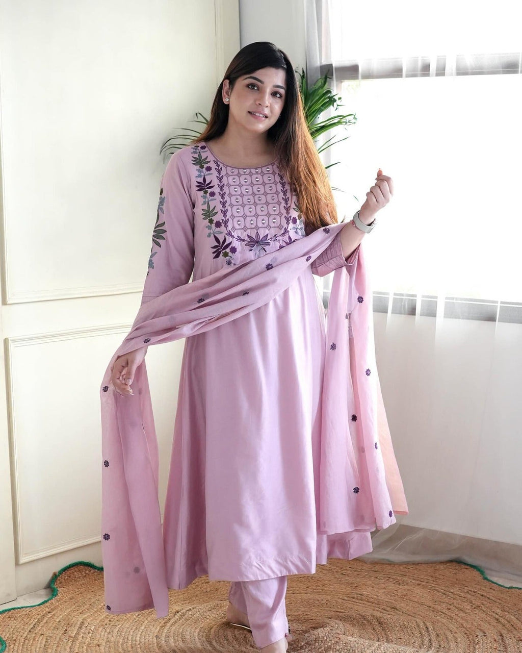 Embroidered Anarkali Kurta Set with Dupatta