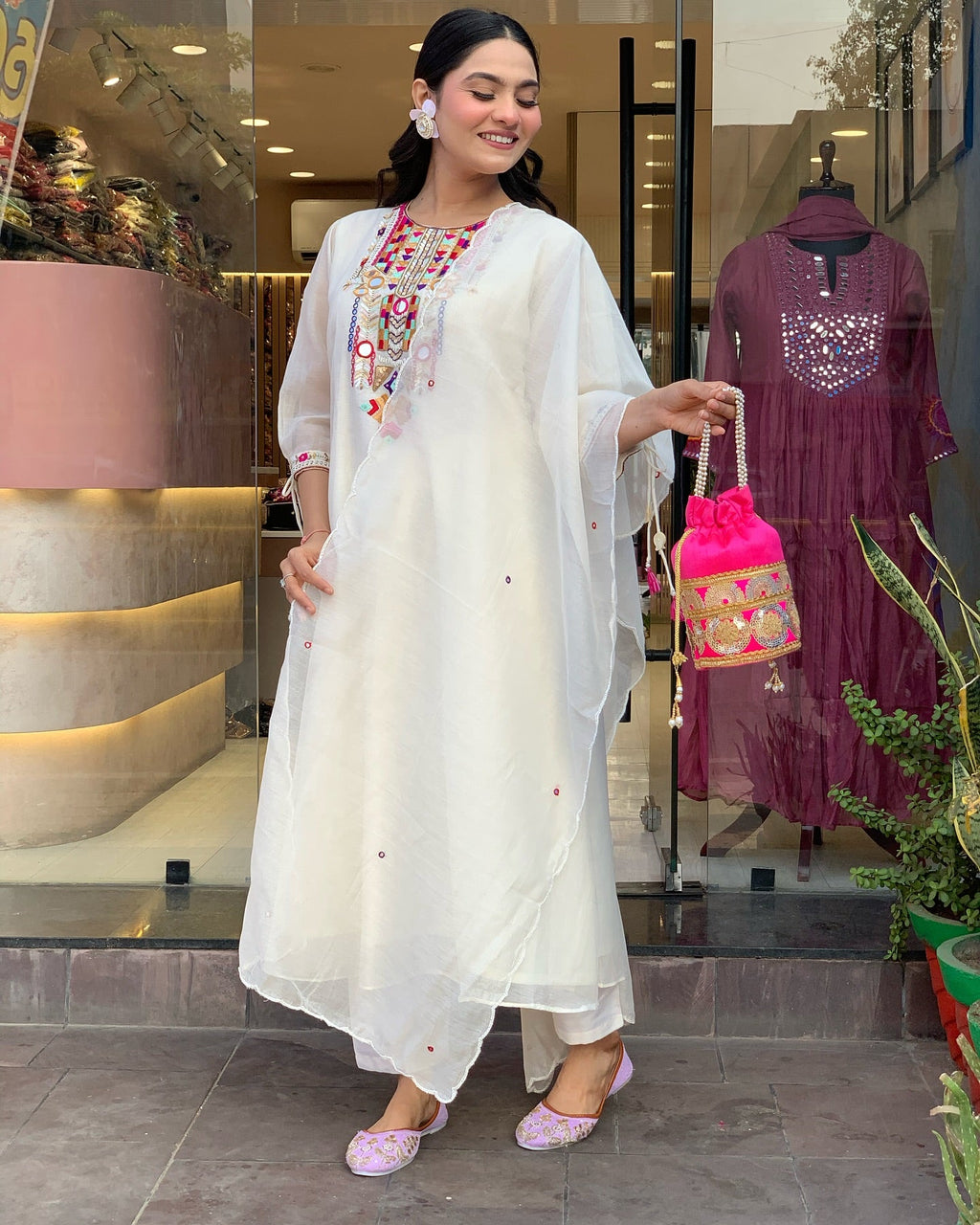 Festive Straight Kurta Ensemble with Dupatta