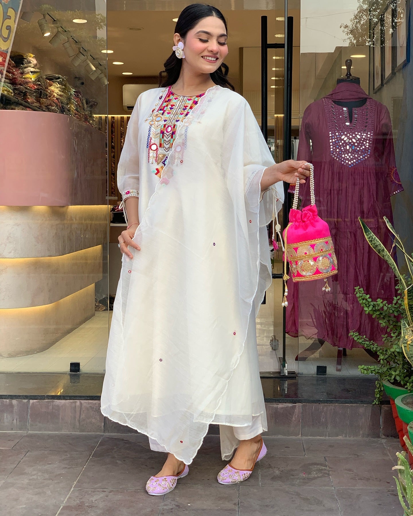 Festive Straight Kurta Ensemble with Dupatta
