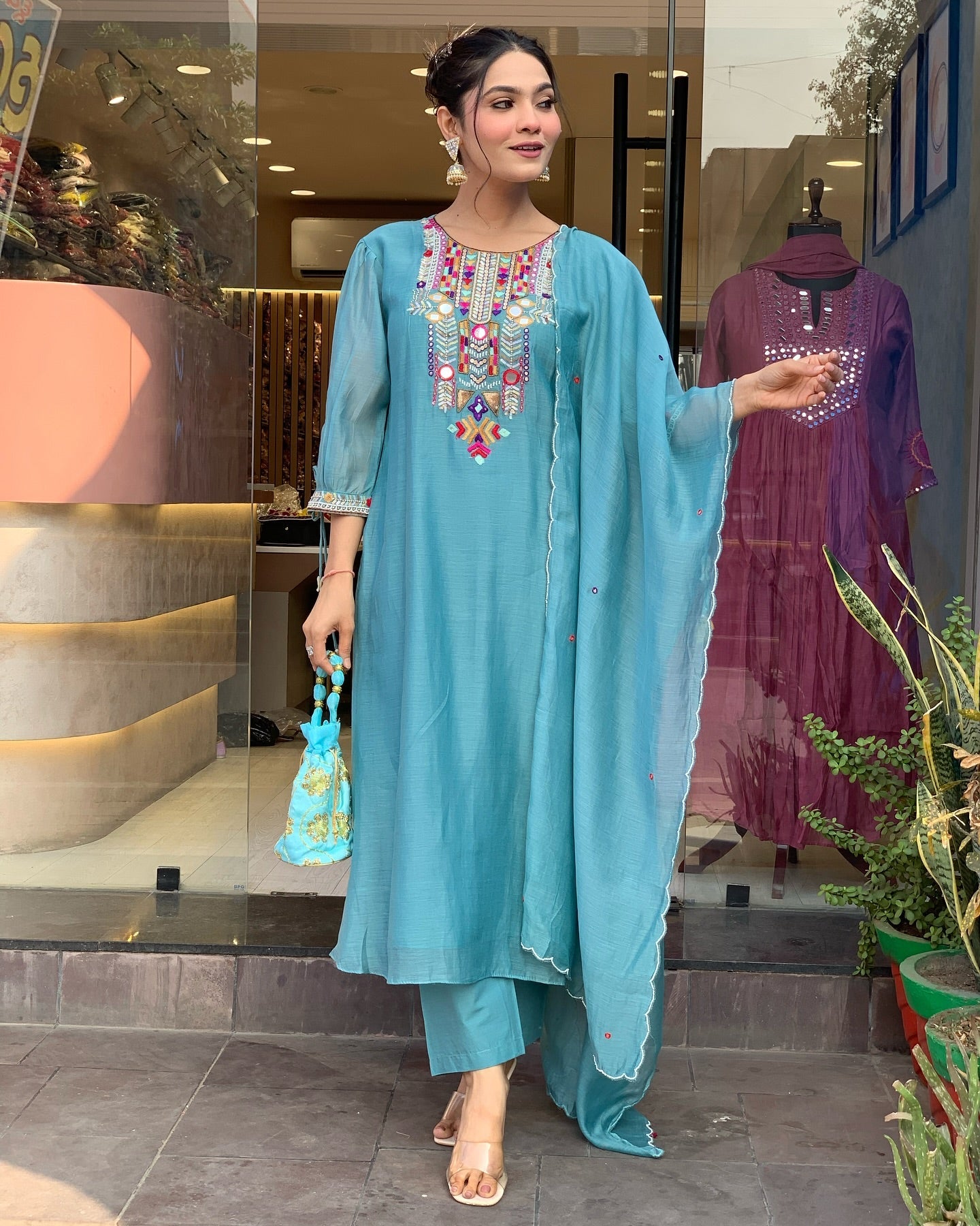 Festive Straight Kurta Ensemble with Dupatta