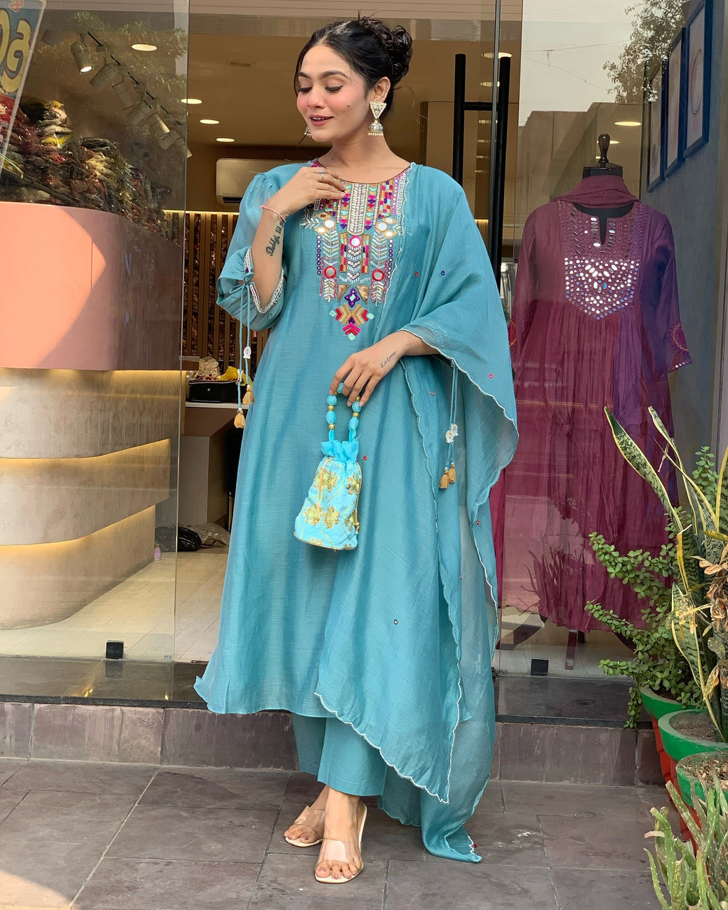 Festive Straight Kurta Ensemble with Dupatta