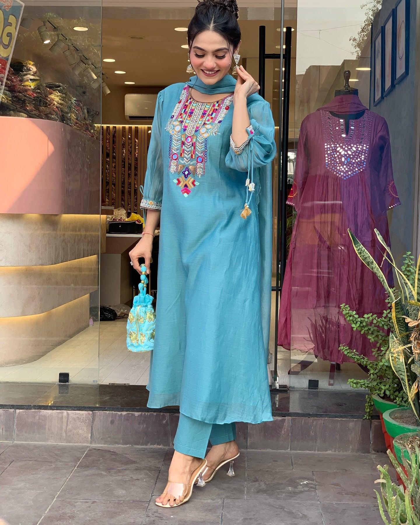Festive Straight Kurta Ensemble with Dupatta