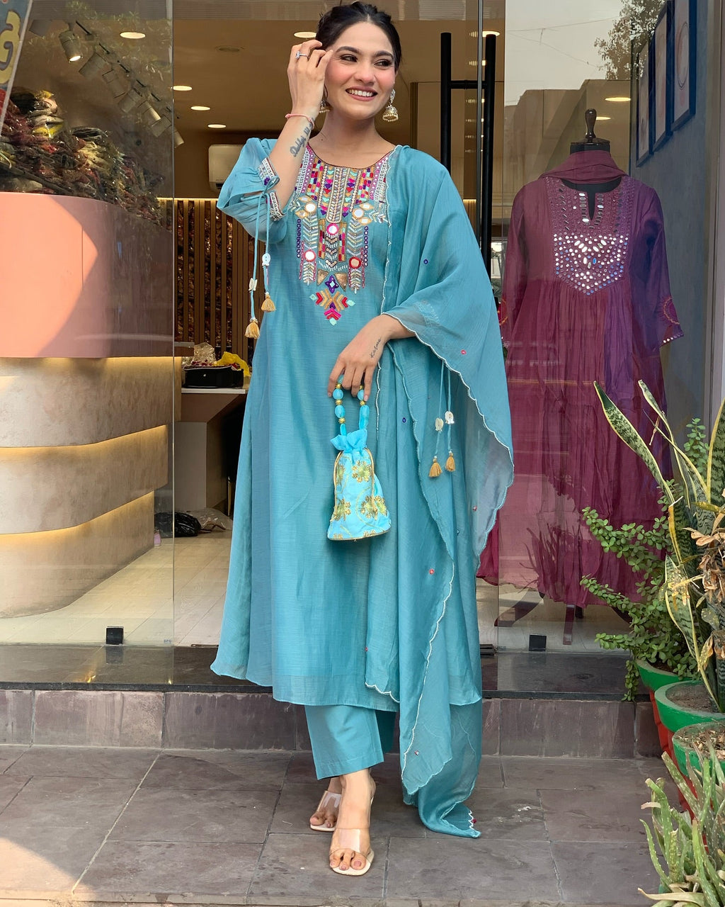 Festive Straight Kurta Ensemble with Dupatta