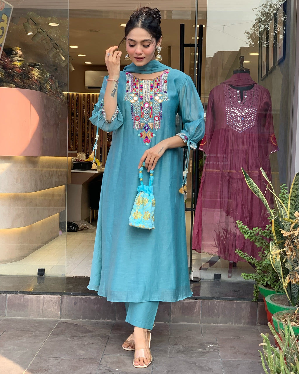 Festive Straight Kurta Ensemble with Dupatta