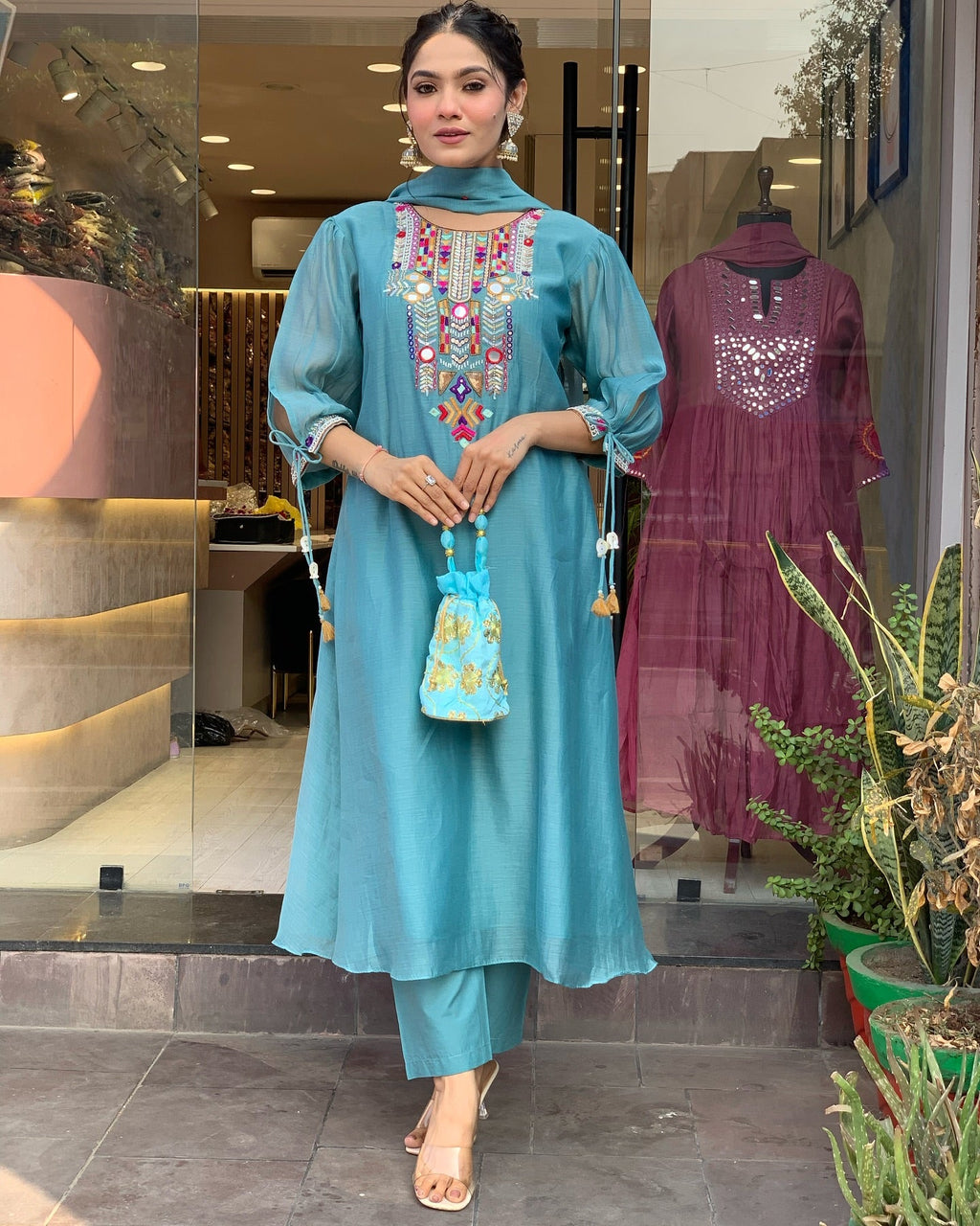 Festive Straight Kurta Ensemble with Dupatta