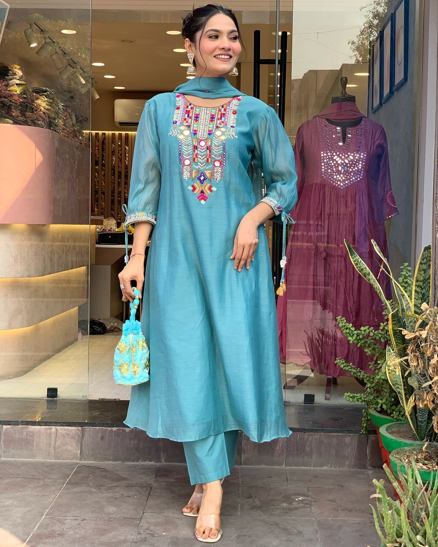 Festive Straight Kurta Ensemble with Dupatta