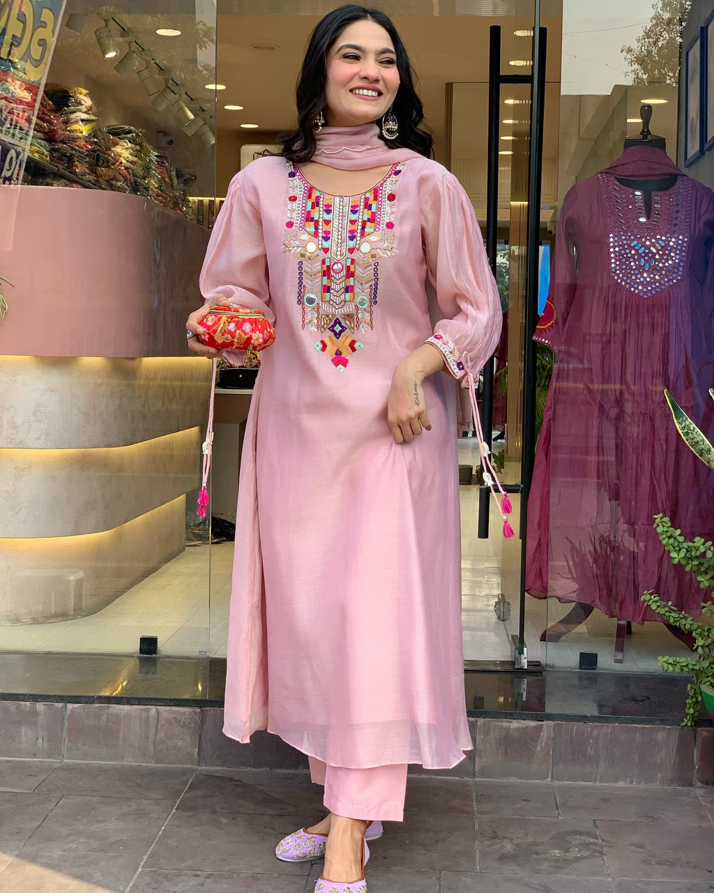 Festive Straight Kurta Ensemble with Dupatta