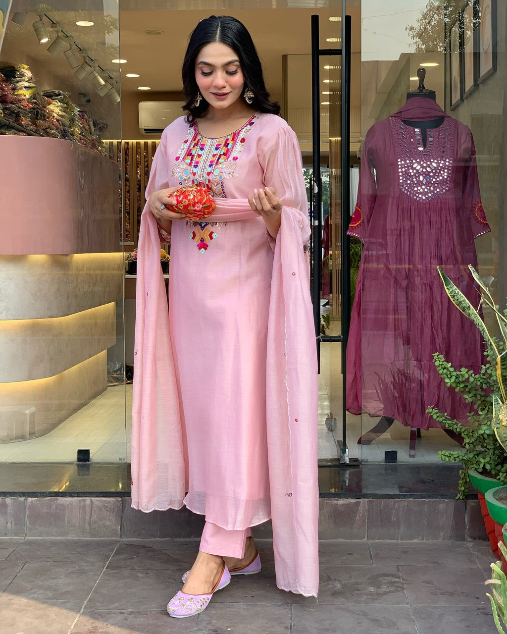 Festive Straight Kurta Ensemble with Dupatta