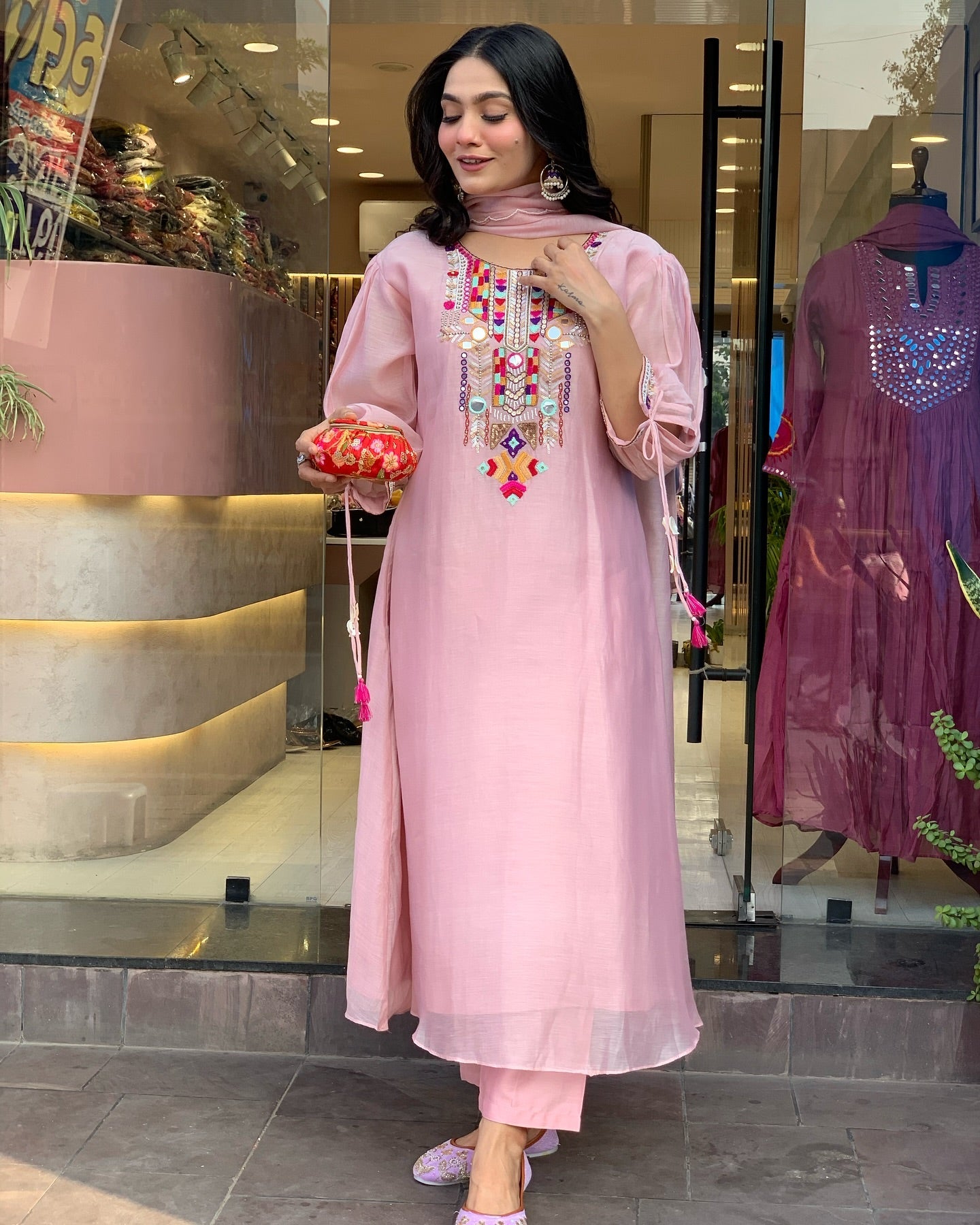 Festive Straight Kurta Ensemble with Dupatta