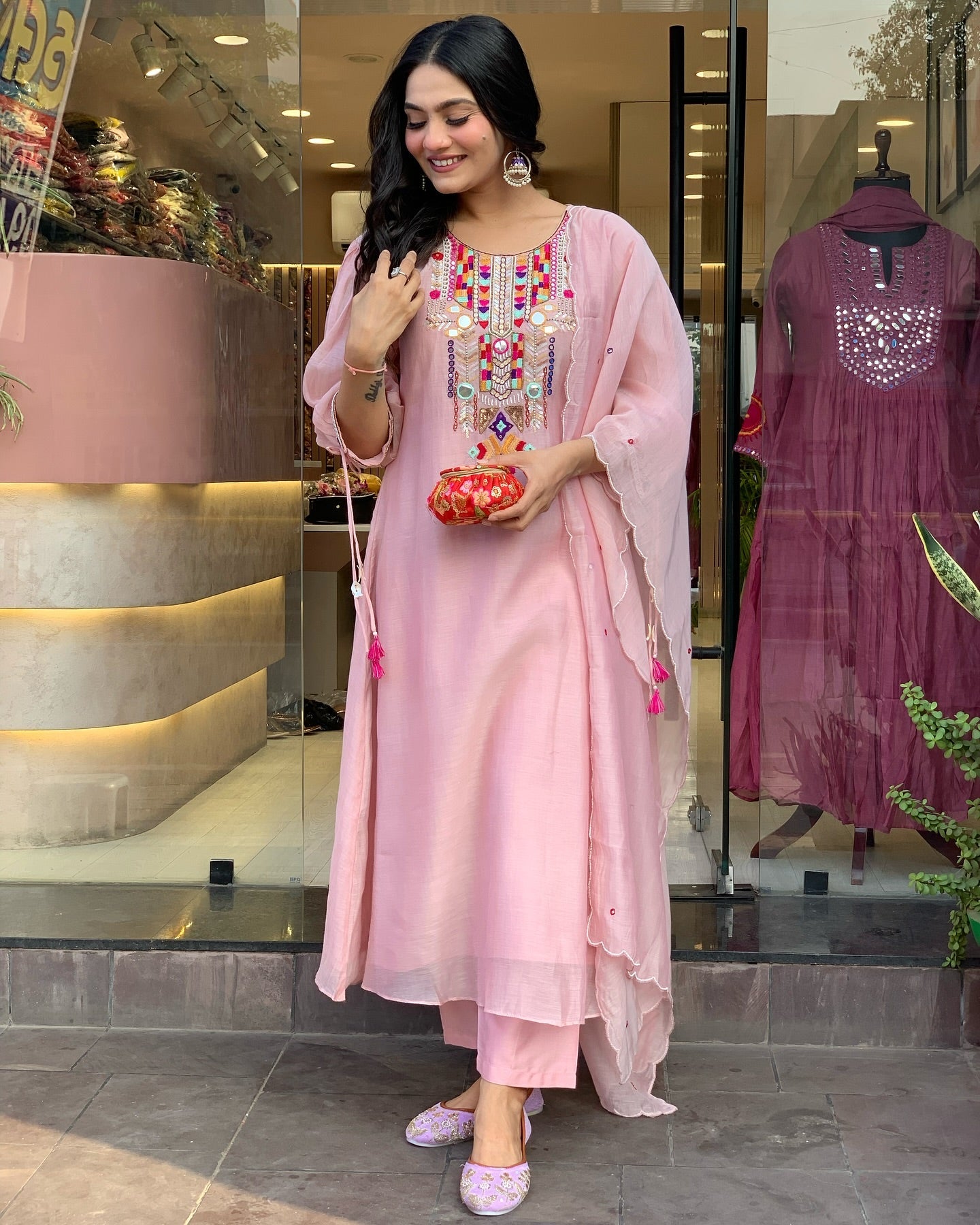 Festive Straight Kurta Ensemble with Dupatta