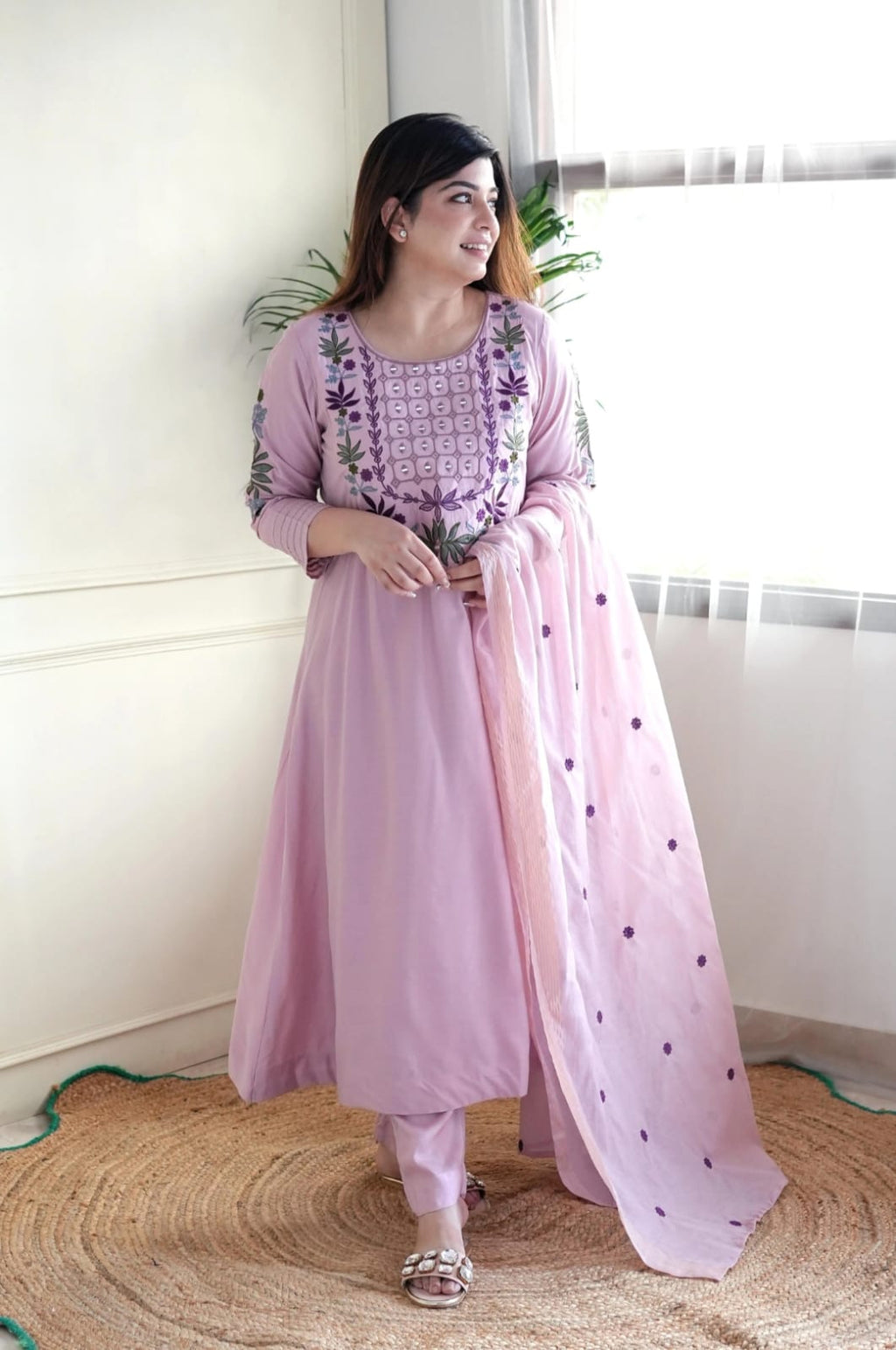 Embroidered Anarkali Kurta Set with Dupatta