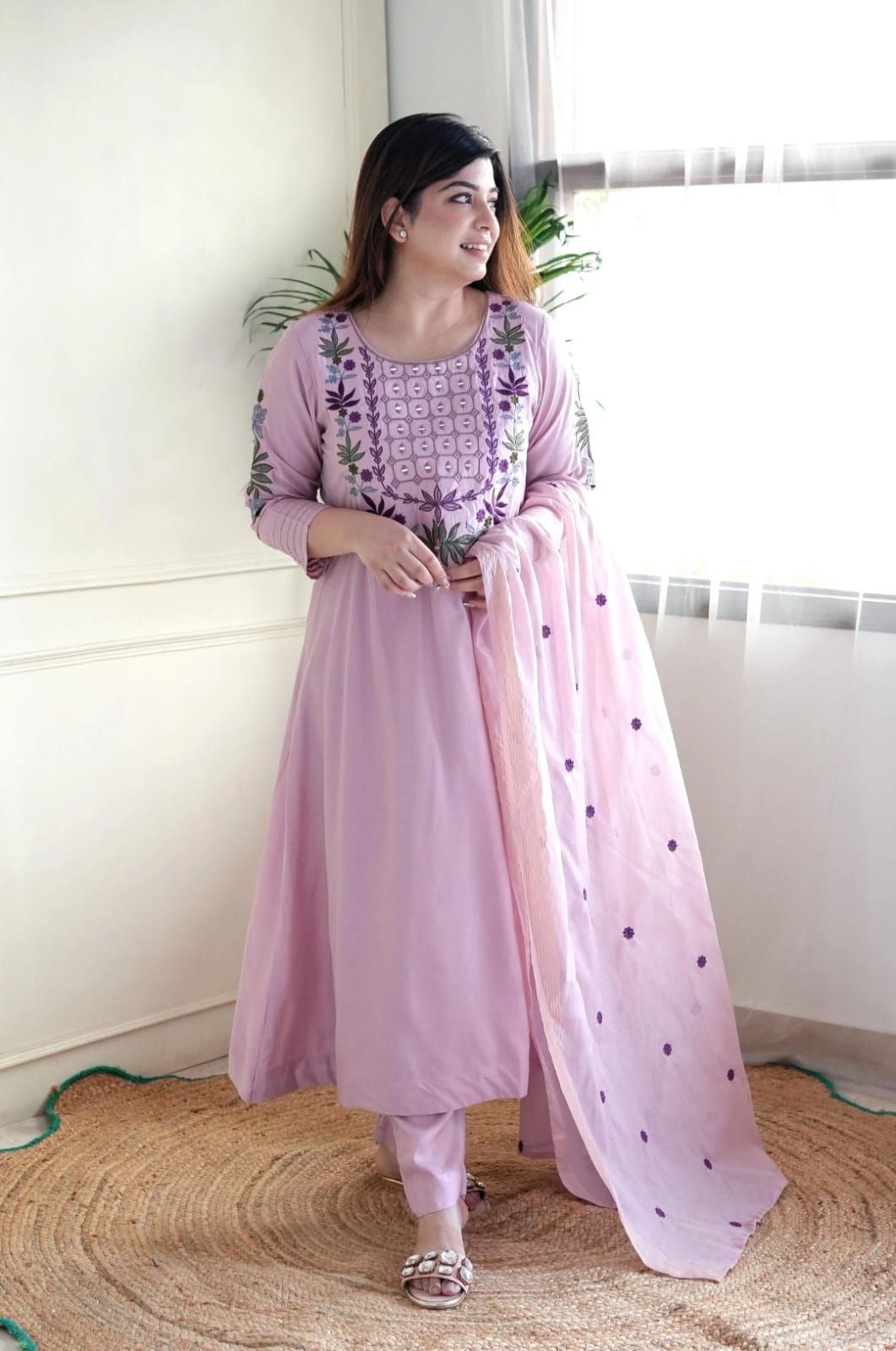 Embroidered Anarkali Kurta Set with Dupatta