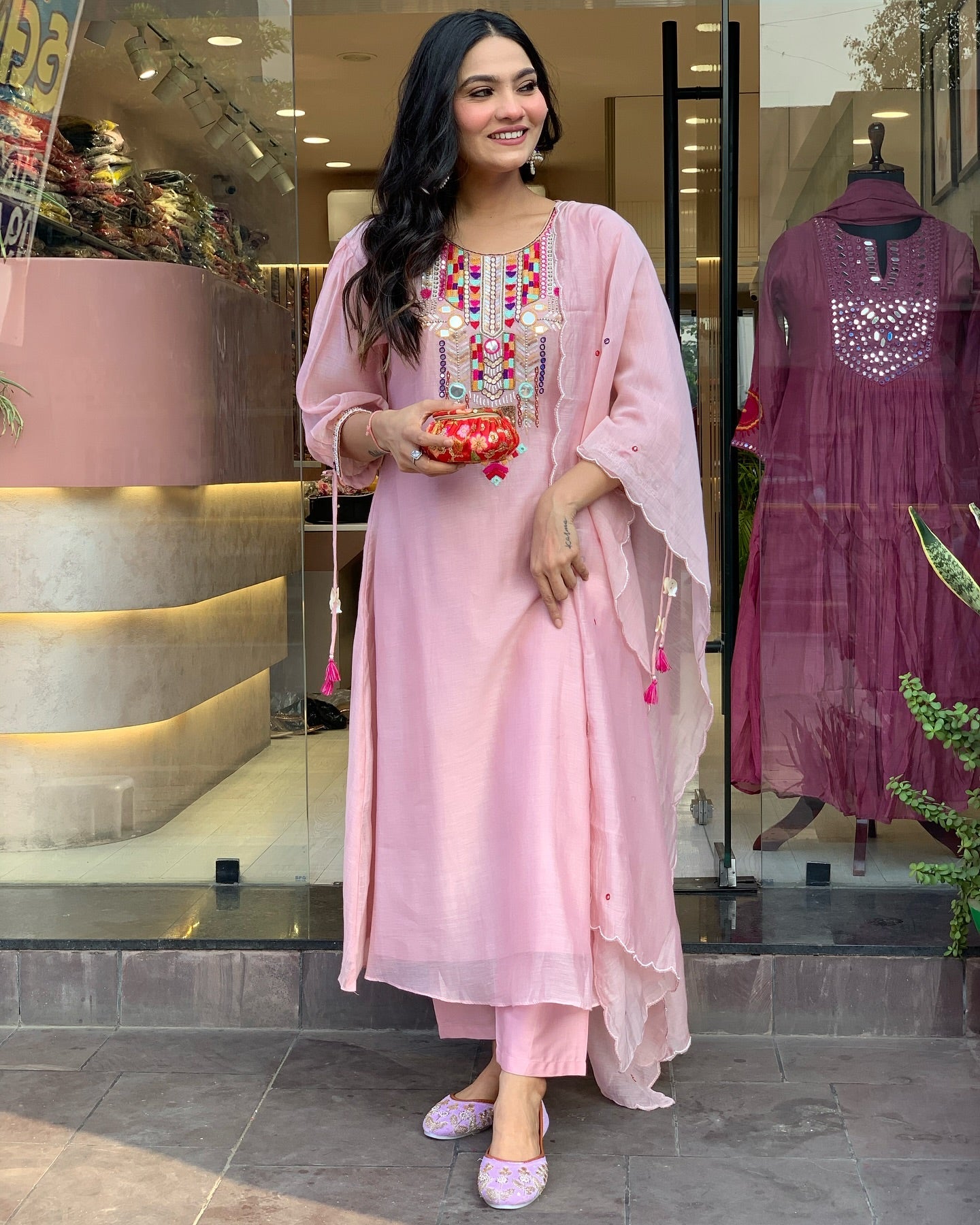 Festive Straight Kurta Ensemble with Dupatta