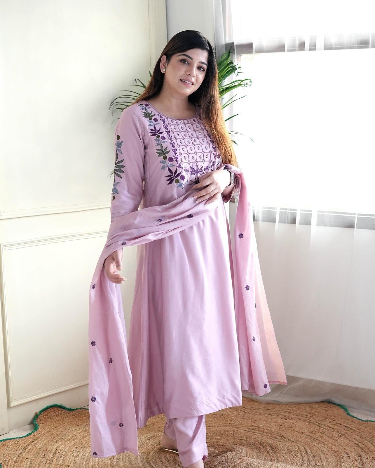 Embroidered Anarkali Kurta Set with Dupatta