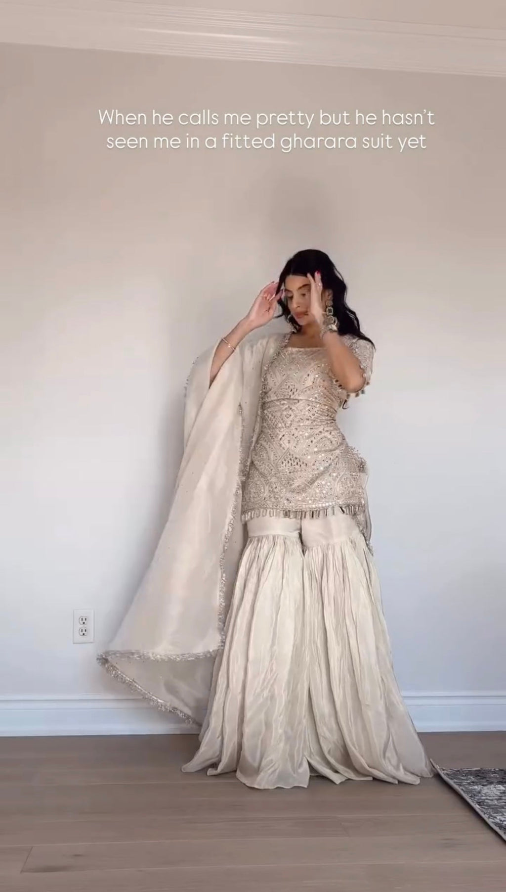 Elegant Off-White Sharara Suit with Intricate Sequin Work