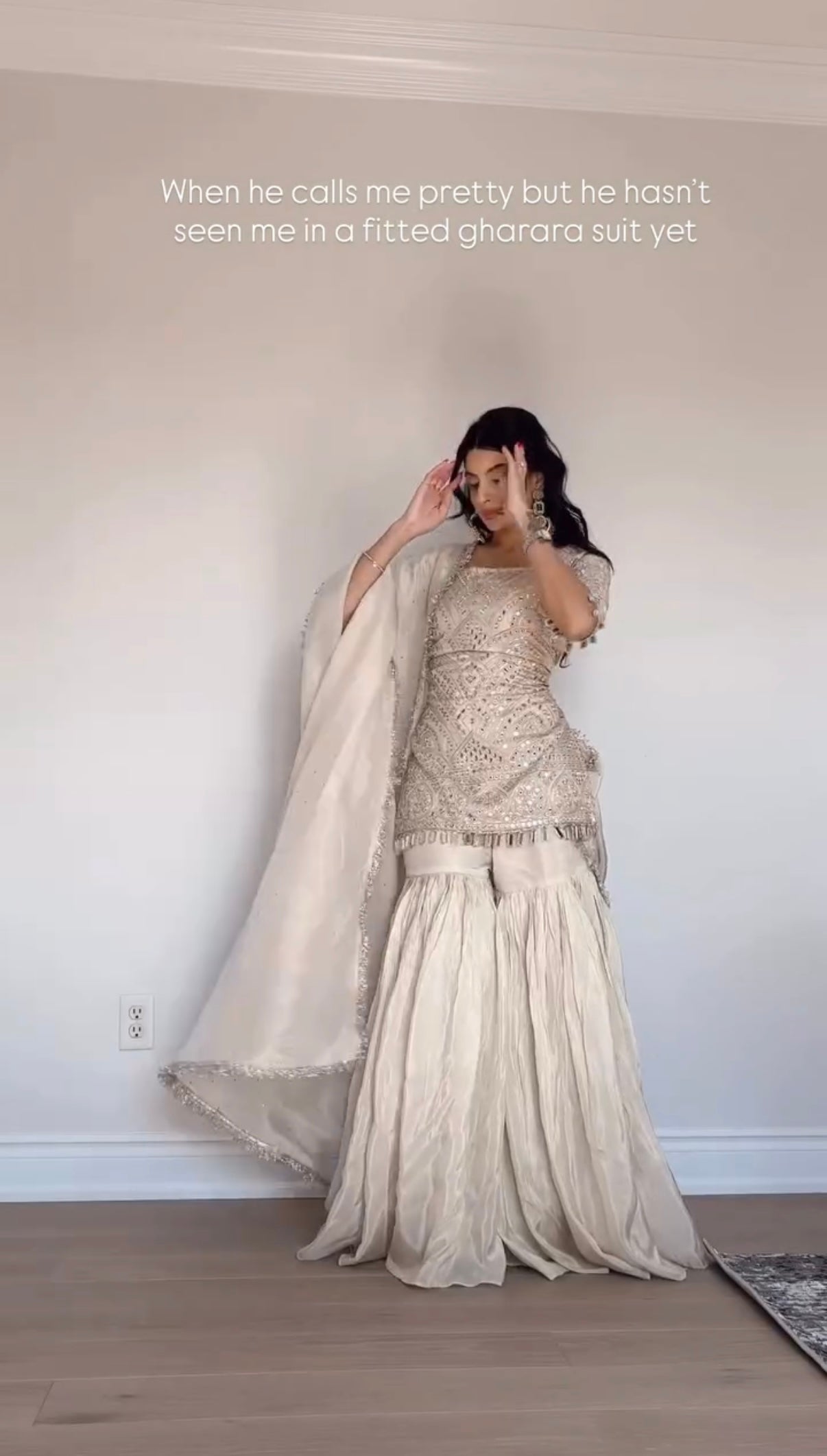 Elegant Off-White Sharara Suit with Intricate Sequin Work