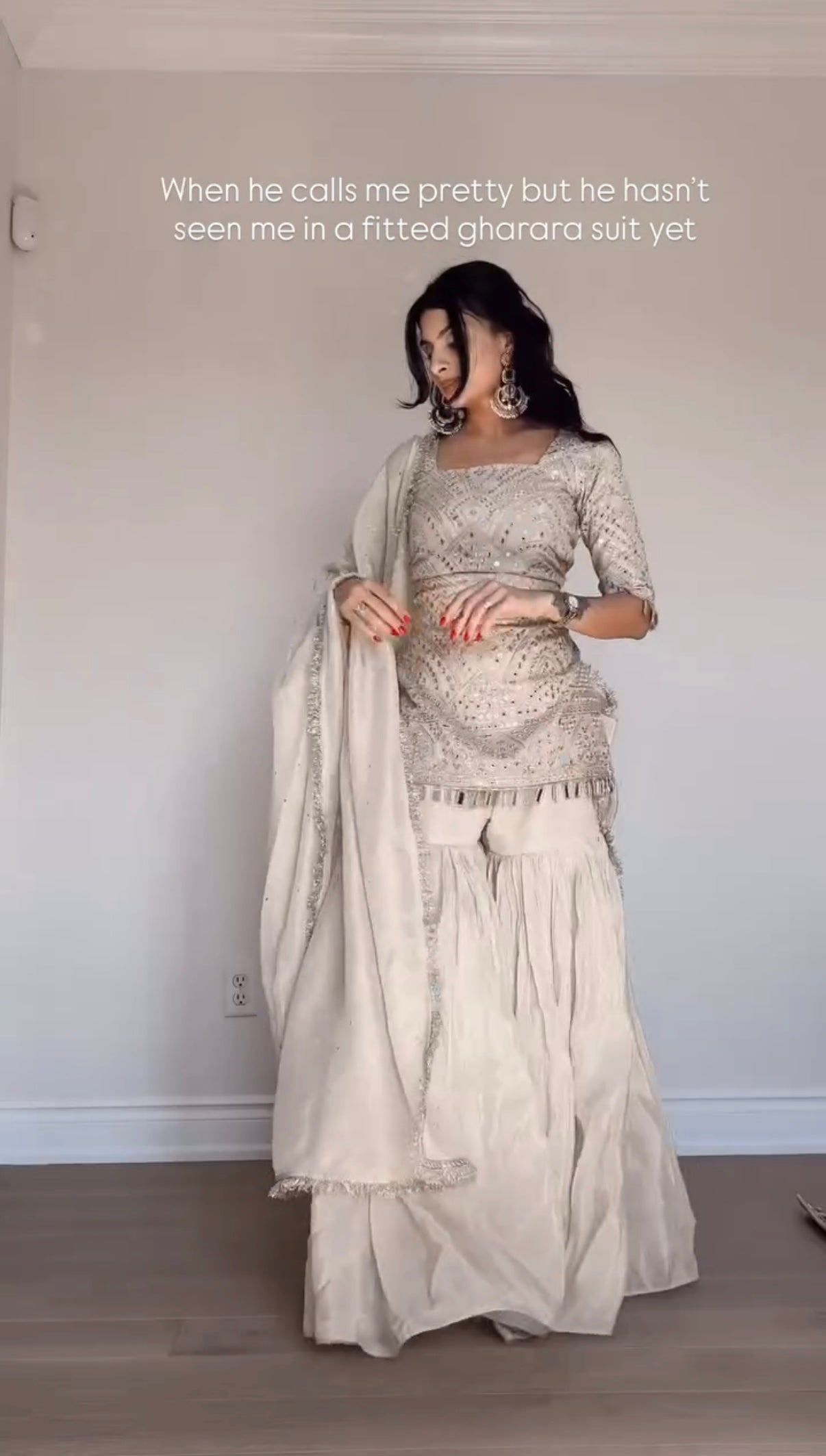 Elegant Off-White Sharara Suit with Intricate Sequin Work