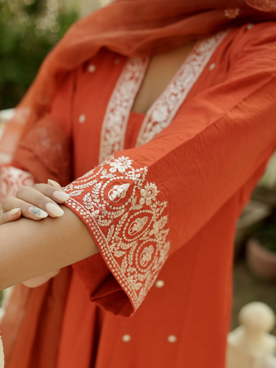 Radiant Red Embroidered Kurta Set with Dupatta