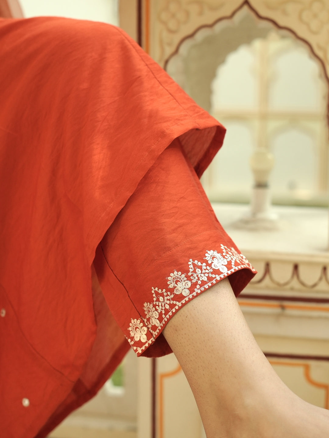 Radiant Red Embroidered Kurta Set with Dupatta
