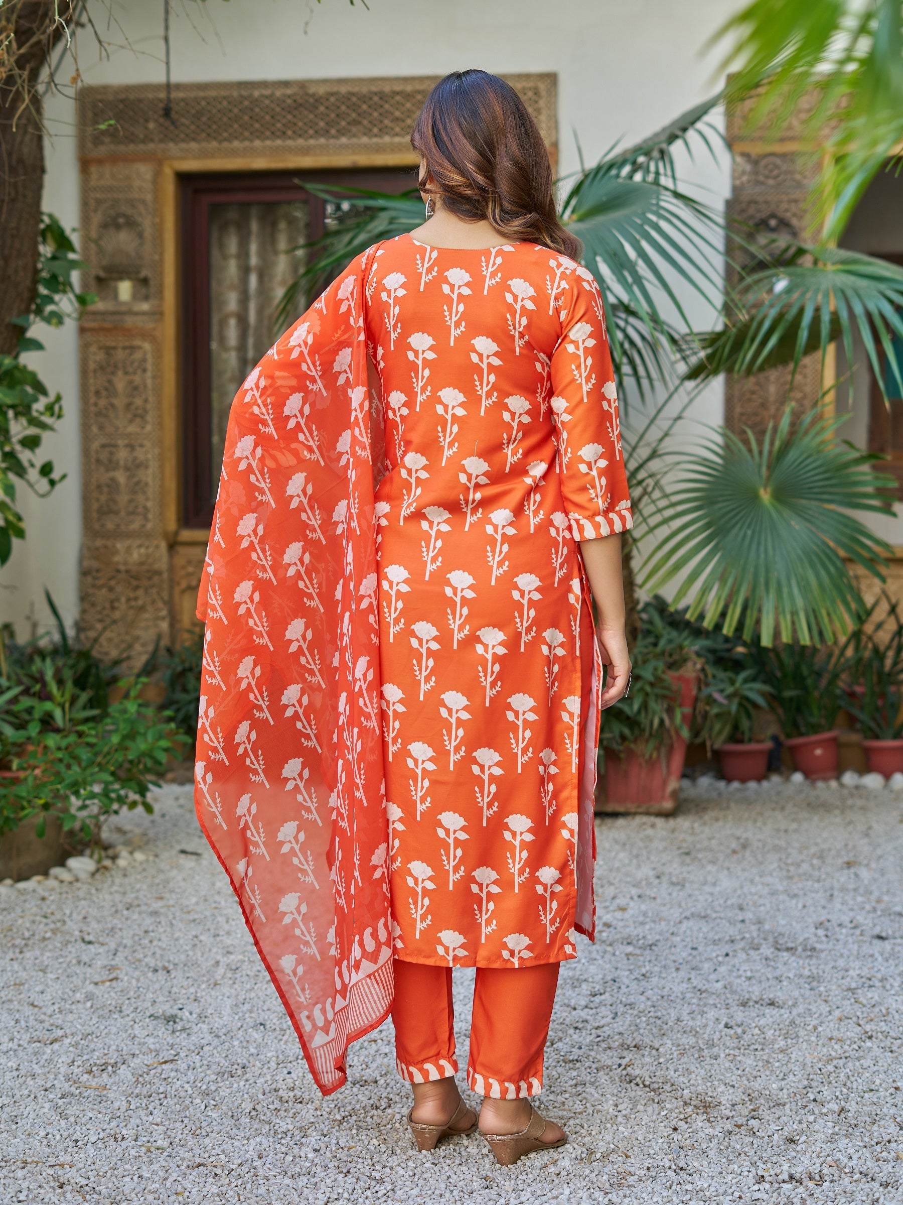 Floral Print Kurta Set with Dupatta