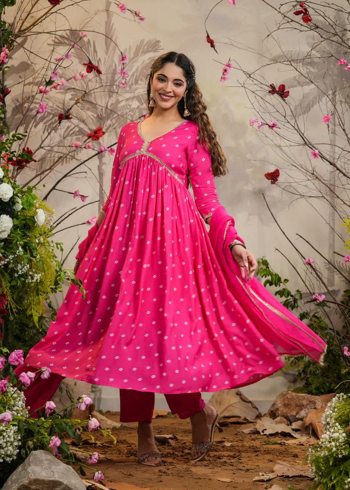 Georgette Anarkali Kurta Set with Dupatta