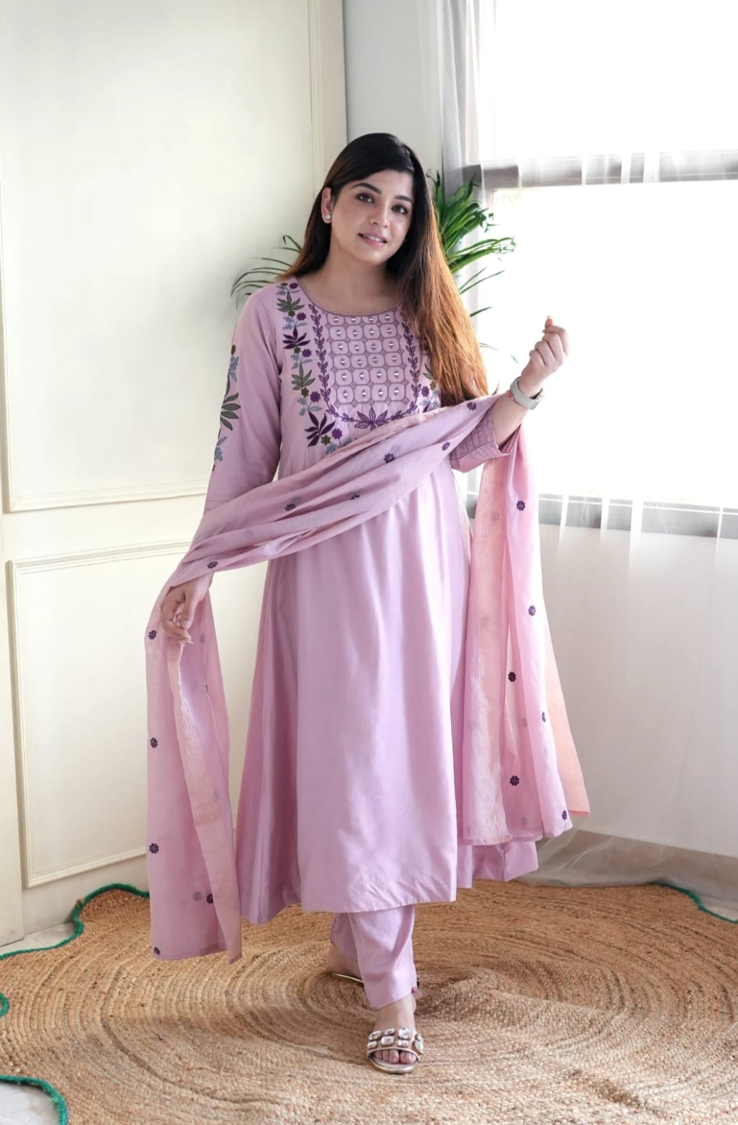 Embroidered Anarkali Kurta Set with Dupatta