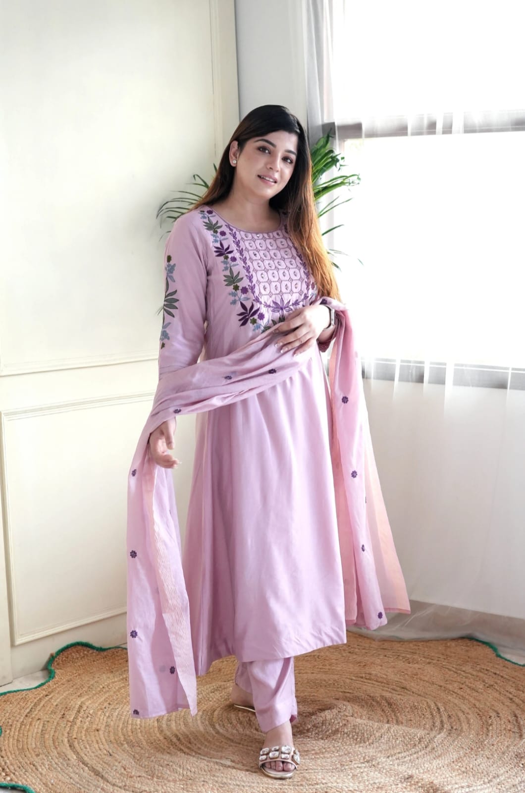 Embroidered Anarkali Kurta Set with Dupatta