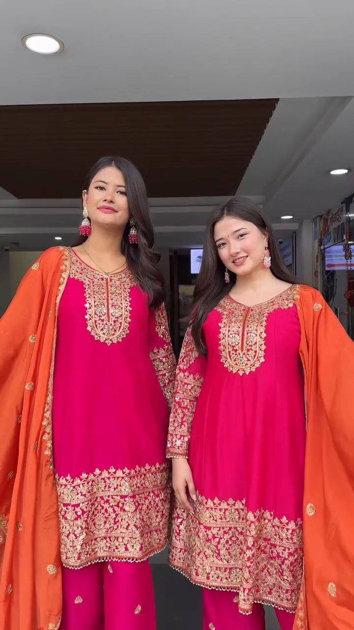 Stylish Suit Set with Rich Embroidery