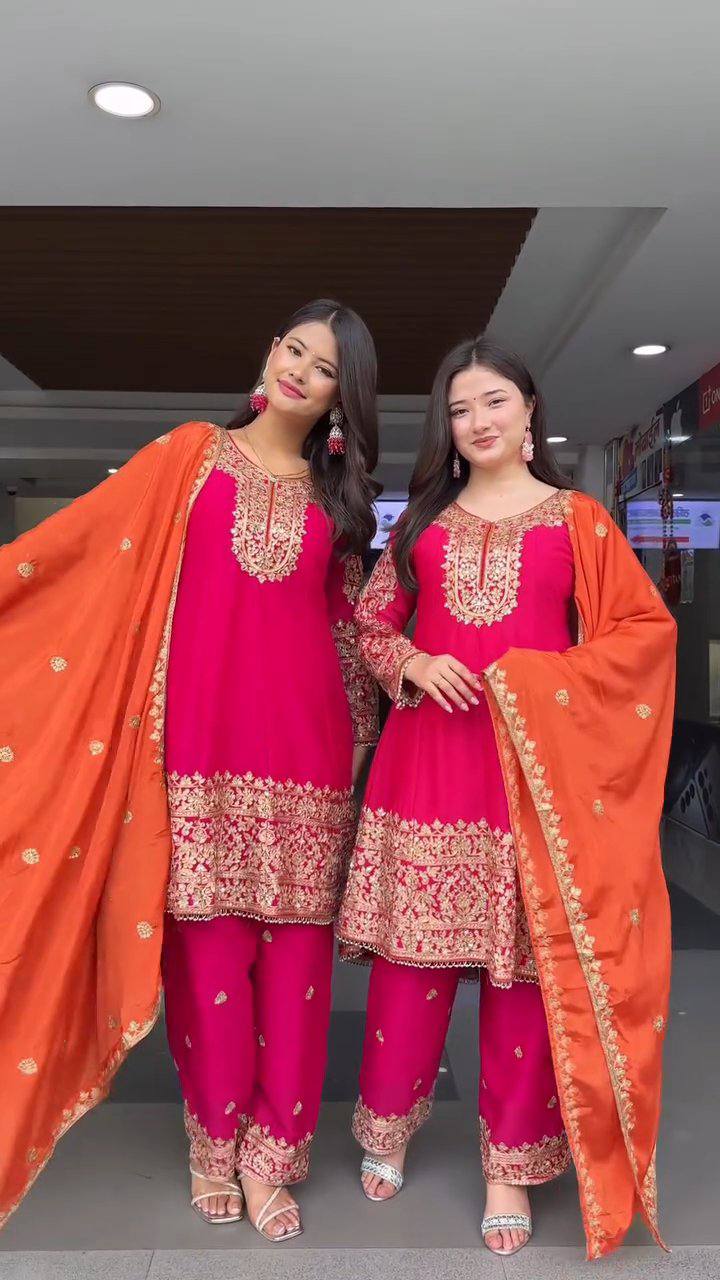 Stylish Suit Set with Rich Embroidery