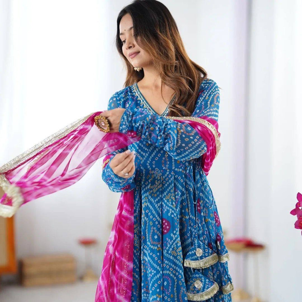 Elegant Anarkali Set with Dupatta and Tassel Detailing